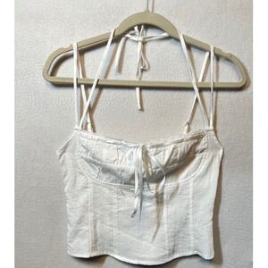 Princess Polly Top White Halter Corset Lace Up‎ Tank Summer Sleeveless Crop US 4